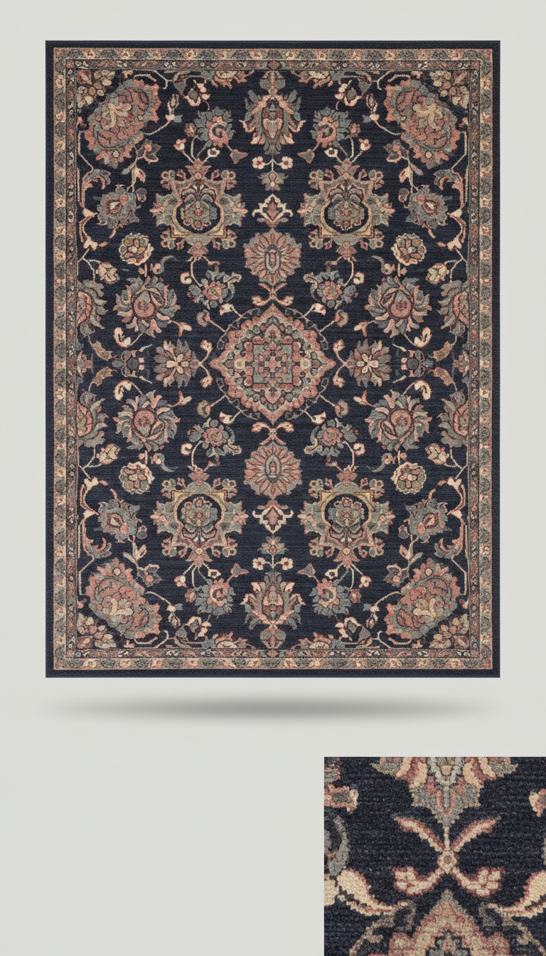 Midnight Indigo wool area rug